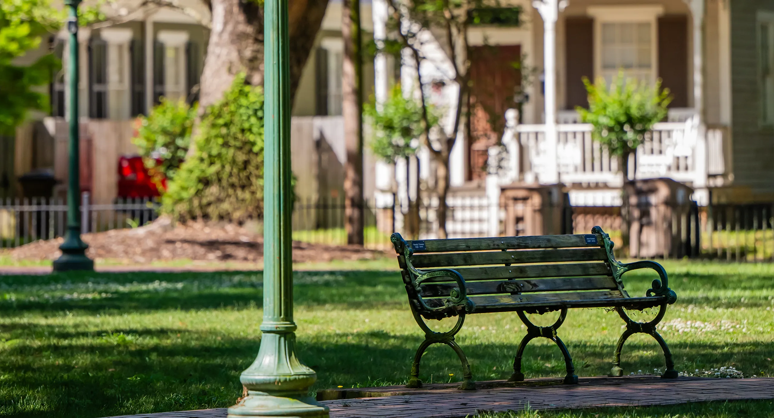 Bench in British Park in downtown Mobile